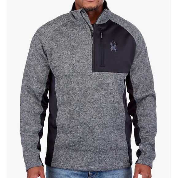 Spyder Pullover Jacket Men's Size Medium Gray Half Zip Sweater Gait Knit New - Picture 1 of 12